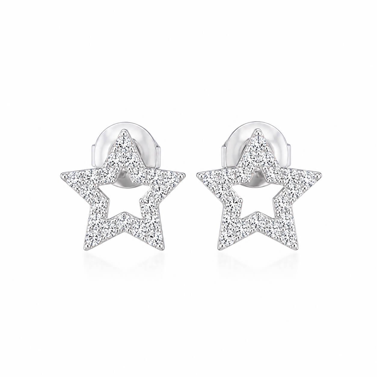 Star shaped lab grown diamond earrings stud