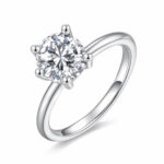6 prongs round cut lab grown diamond engagement ring