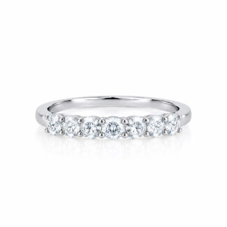 Anel de casamento com diamante redondo cultivado em laboratório, estilo aniversário.