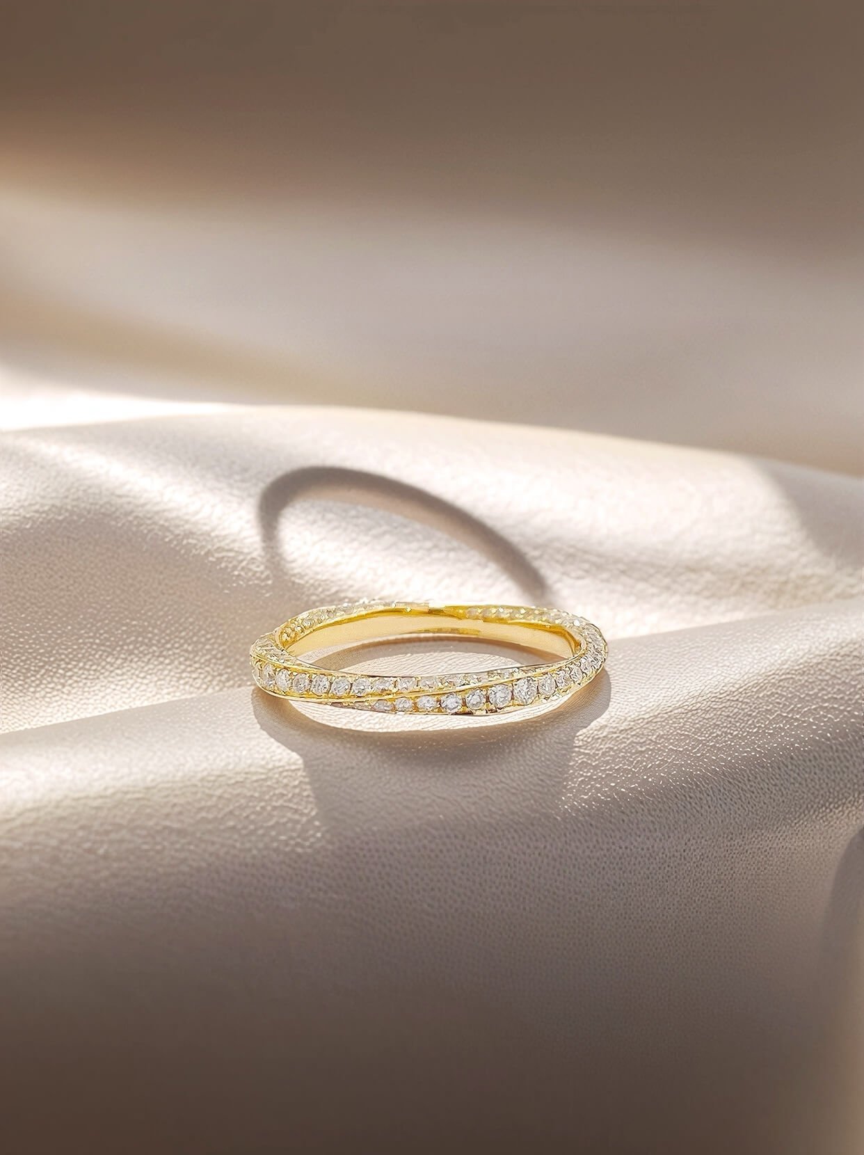 Full setting wrap round cut lab grown diamond eternity ring