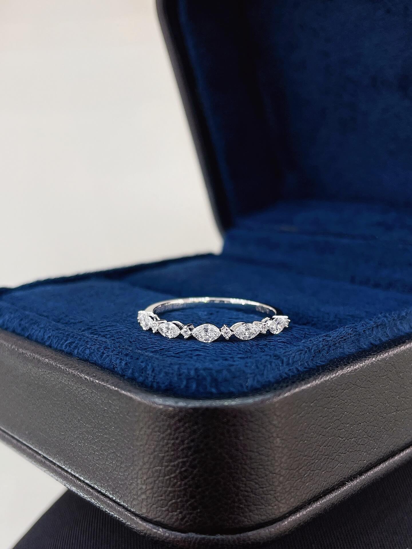 Marquise and round cut lab grown diamond eternity ring 02