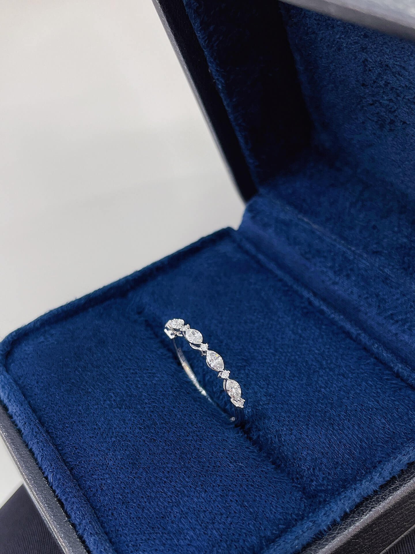 Marquise and round cut lab grown diamond eternity ring 02