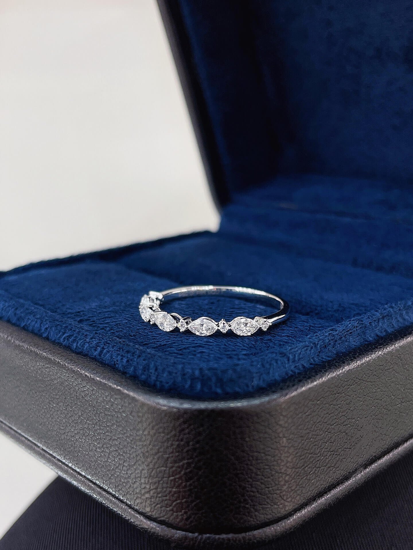Marquise and round cut lab grown diamond eternity ring 02
