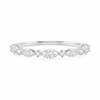 Marquise and round cut lab grown diamond eternity ring 02