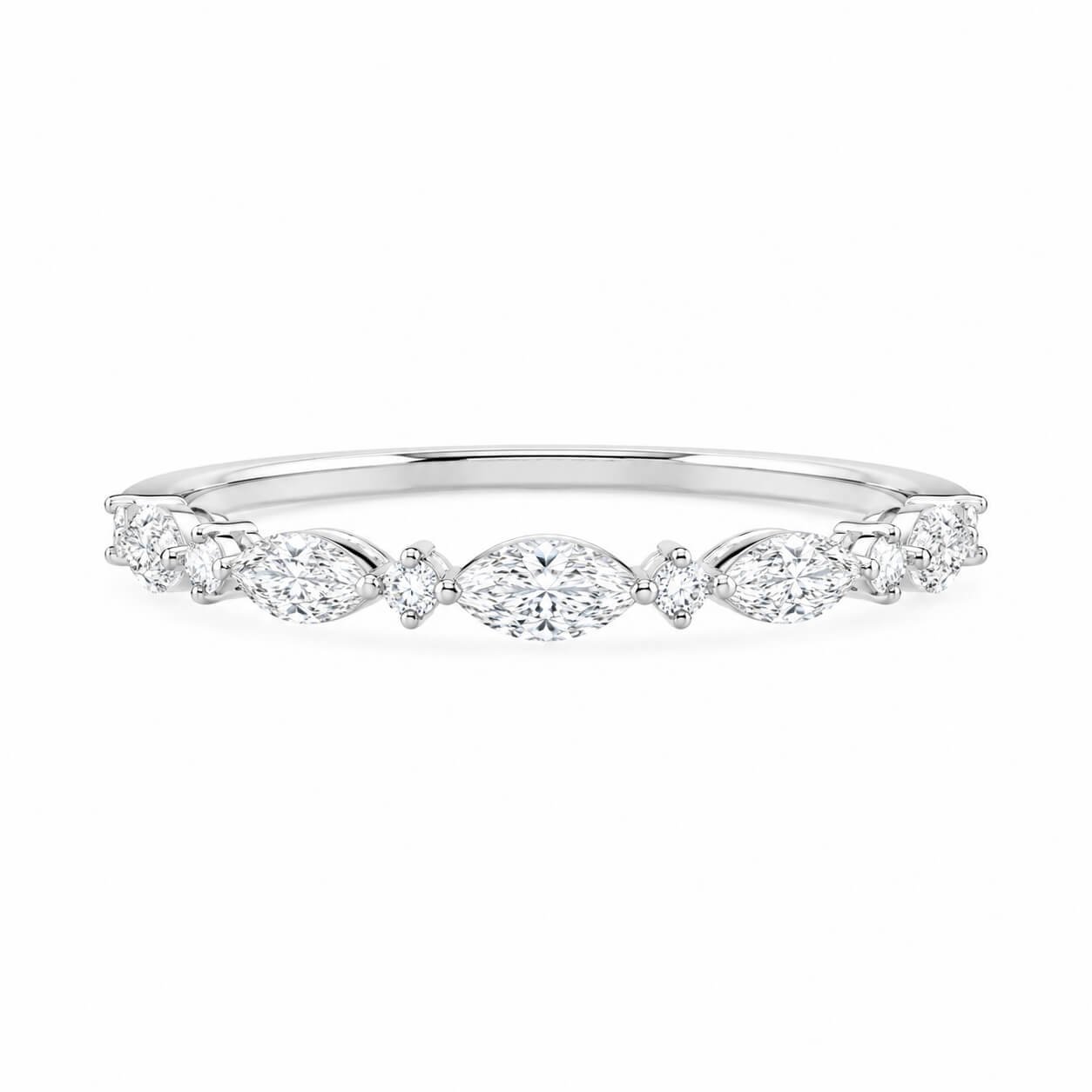 Marquise and round cut lab grown diamond eternity ring 02
