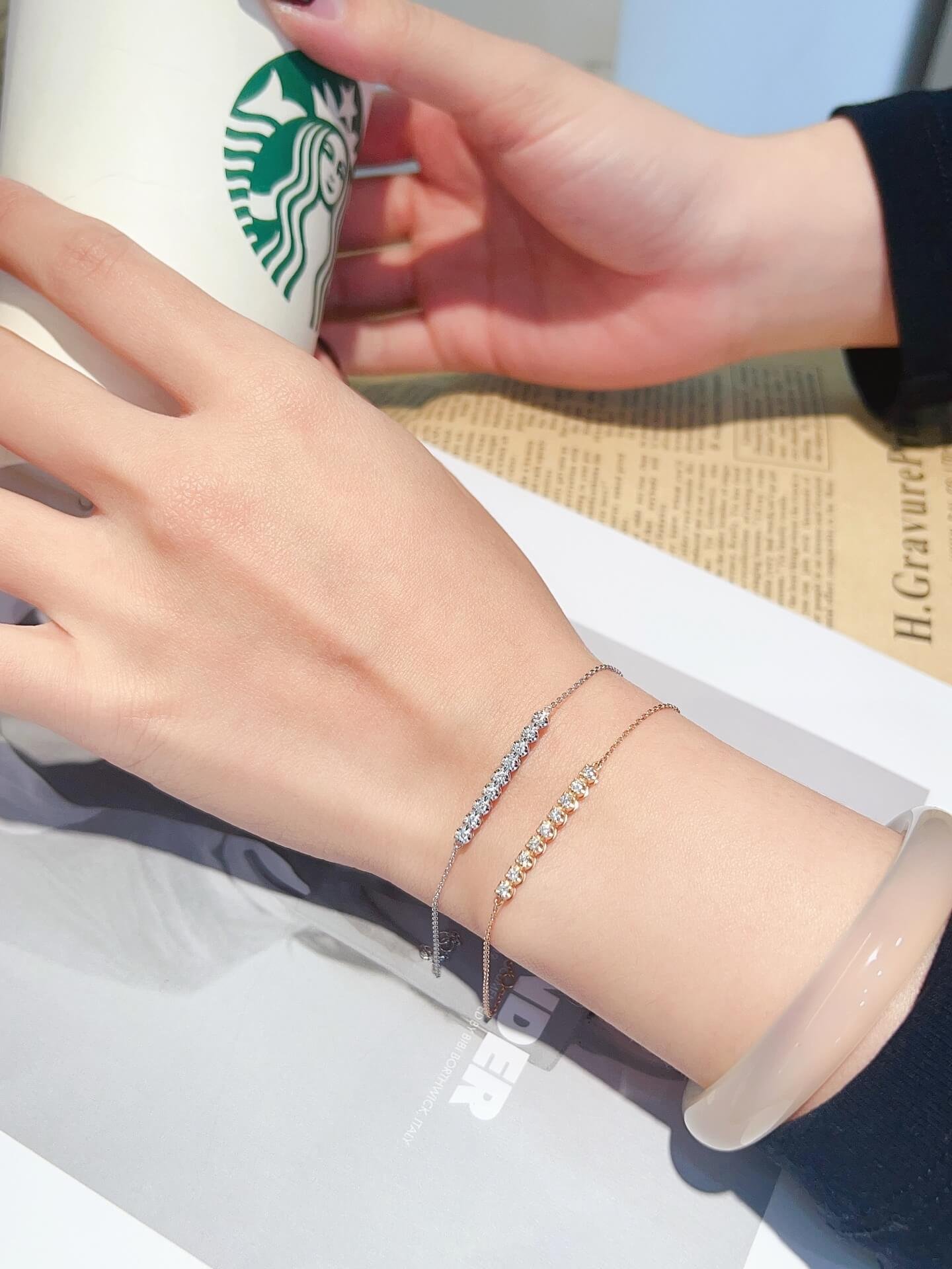 Nine round cut lab grown diamond bracelet