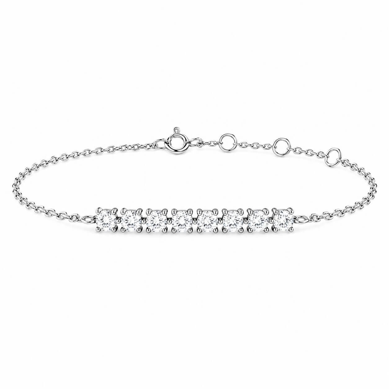 Nine round cut lab grown diamond bracelet