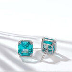 4 prongs asscher cut lab grown Paraiba earrings stud 4 4 prongs asscher cut lab grown Paraiba earrings stud