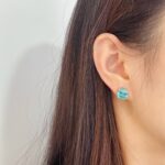 4 prongs asscher cut lab grown Paraiba earrings stud 5 4 prongs asscher cut lab grown Paraiba earrings stud