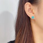 4 prongs asscher cut lab grown Paraiba earrings stud 6 4 prongs asscher cut lab grown Paraiba earrings stud