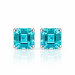 4 prongs asscher cut lab grown Paraiba earrings stud 1 4 prongs asscher cut lab grown Paraiba earrings stud