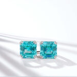 4 prongs asscher cut lab grown Paraiba earrings stud 3 4 prongs asscher cut lab grown Paraiba earrings stud