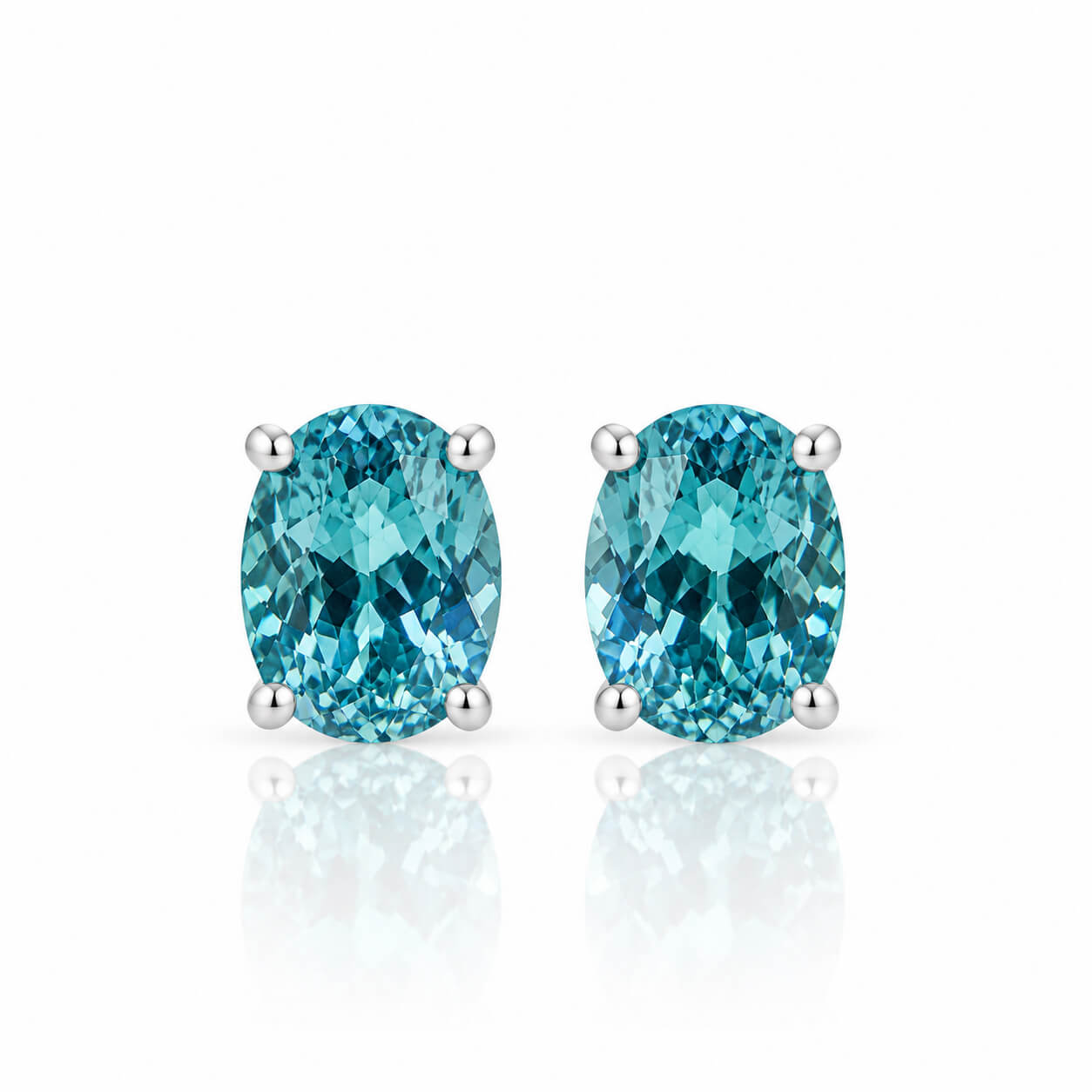 4 prongs oval cut lab grown Paraiba earrings stud 4 prongs oval cut lab grown Paraiba earrings stud