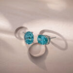 4 prongs oval cut lab grown Paraiba earrings stud 3 4 prongs oval cut lab grown Paraiba earrings stud