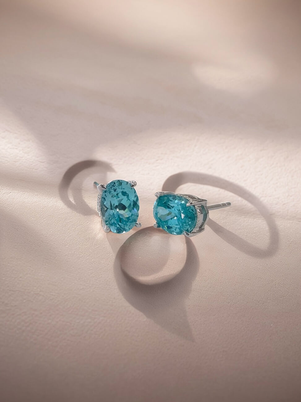 4 prongs oval cut lab grown Paraiba earrings stud 4 prongs oval cut lab grown Paraiba earrings stud