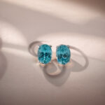 4 prongs oval cut lab grown Paraiba earrings stud 2 4 prongs oval cut lab grown Paraiba earrings stud