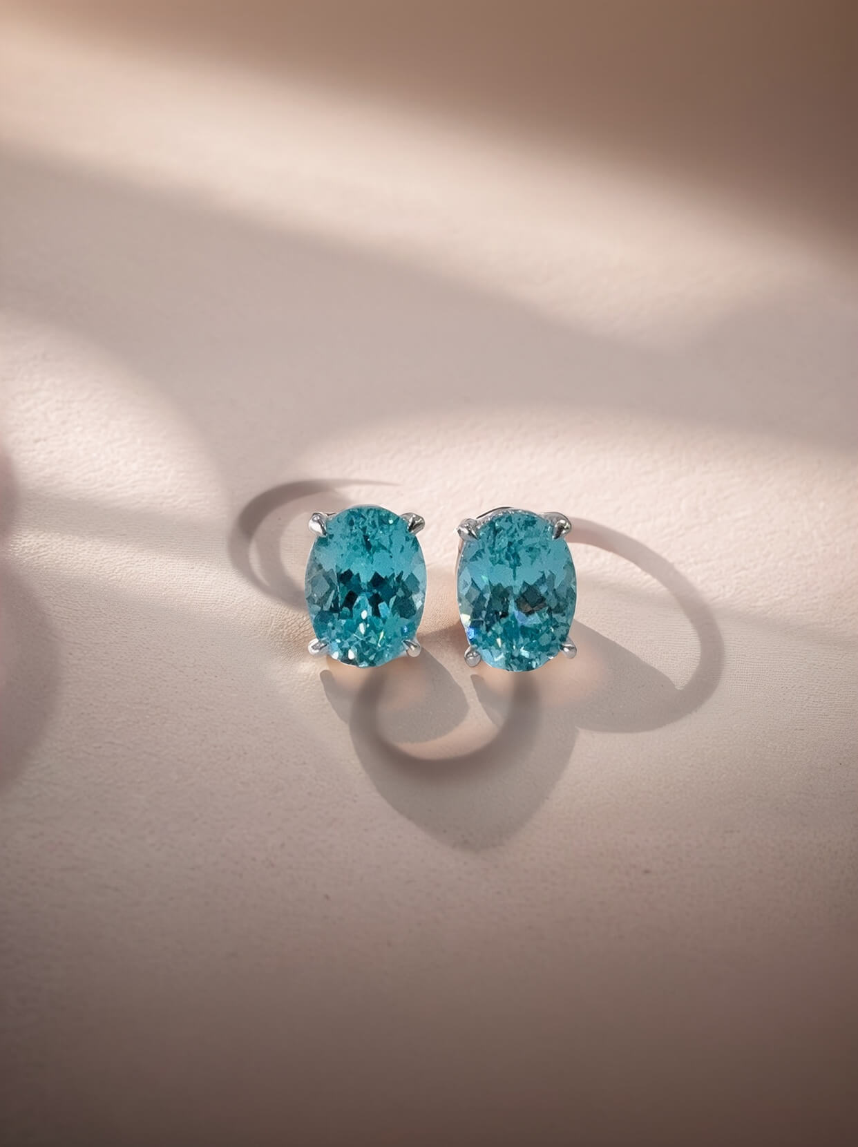 4 prongs oval cut lab grown Paraiba earrings stud 4 prongs oval cut lab grown Paraiba earrings stud