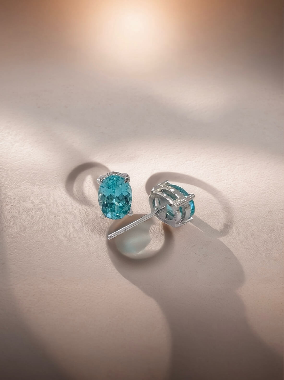 4 prongs oval cut lab grown Paraiba earrings stud 4 prongs oval cut lab grown Paraiba earrings stud