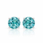 4 prongs round cut lab grown Paraiba earrings stud 1 4 prongs round cut lab grown Paraiba earrings stud