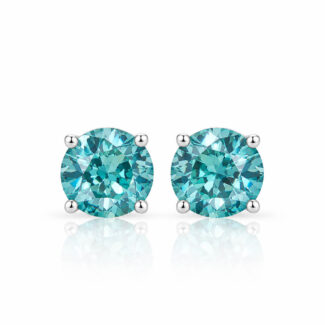 4 prongs round cut lab grown Paraiba earrings stud
