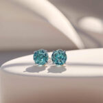 4 prongs round cut lab grown Paraiba earrings stud 2 4 prongs round cut lab grown Paraiba earrings stud