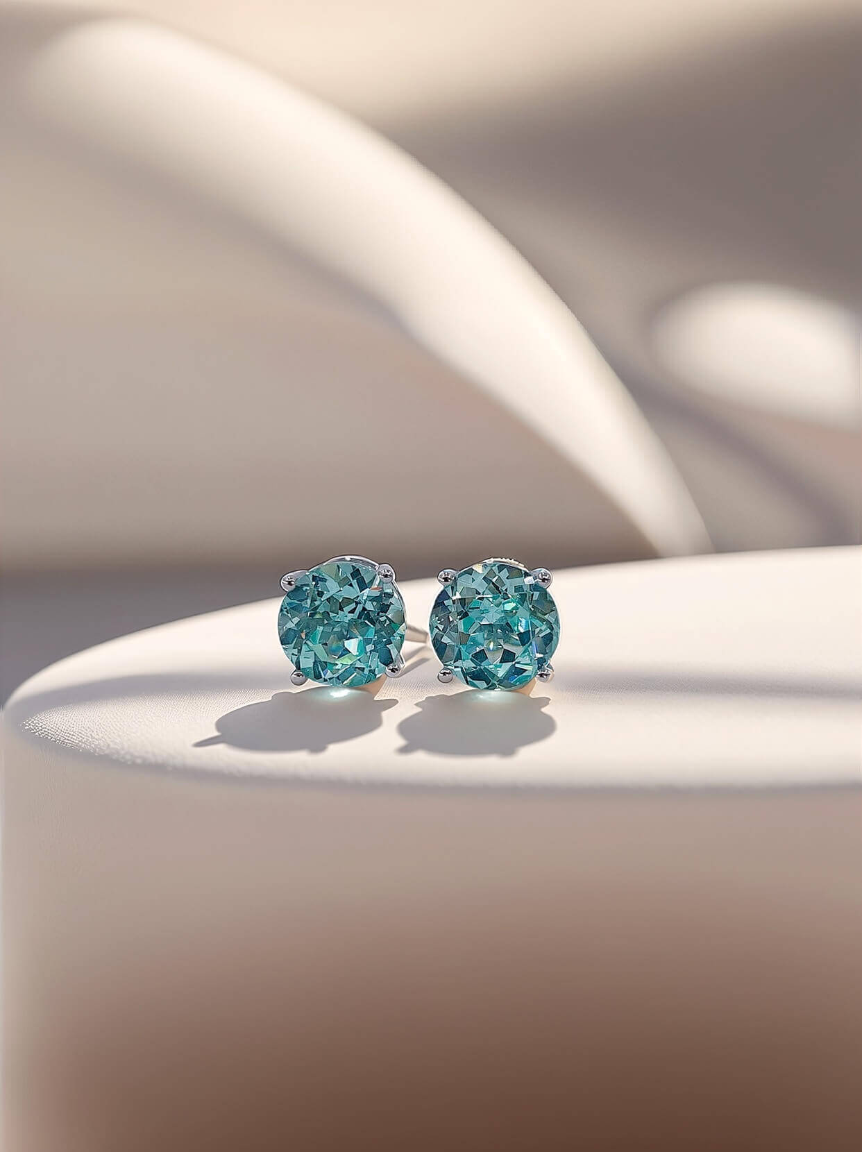 4 prongs round cut lab grown Paraiba earrings stud 4 prongs round cut lab grown Paraiba earrings stud