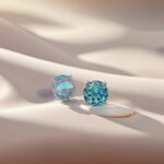 4 prongs round cut lab grown Paraiba earrings stud 3 4 prongs round cut lab grown Paraiba earrings stud