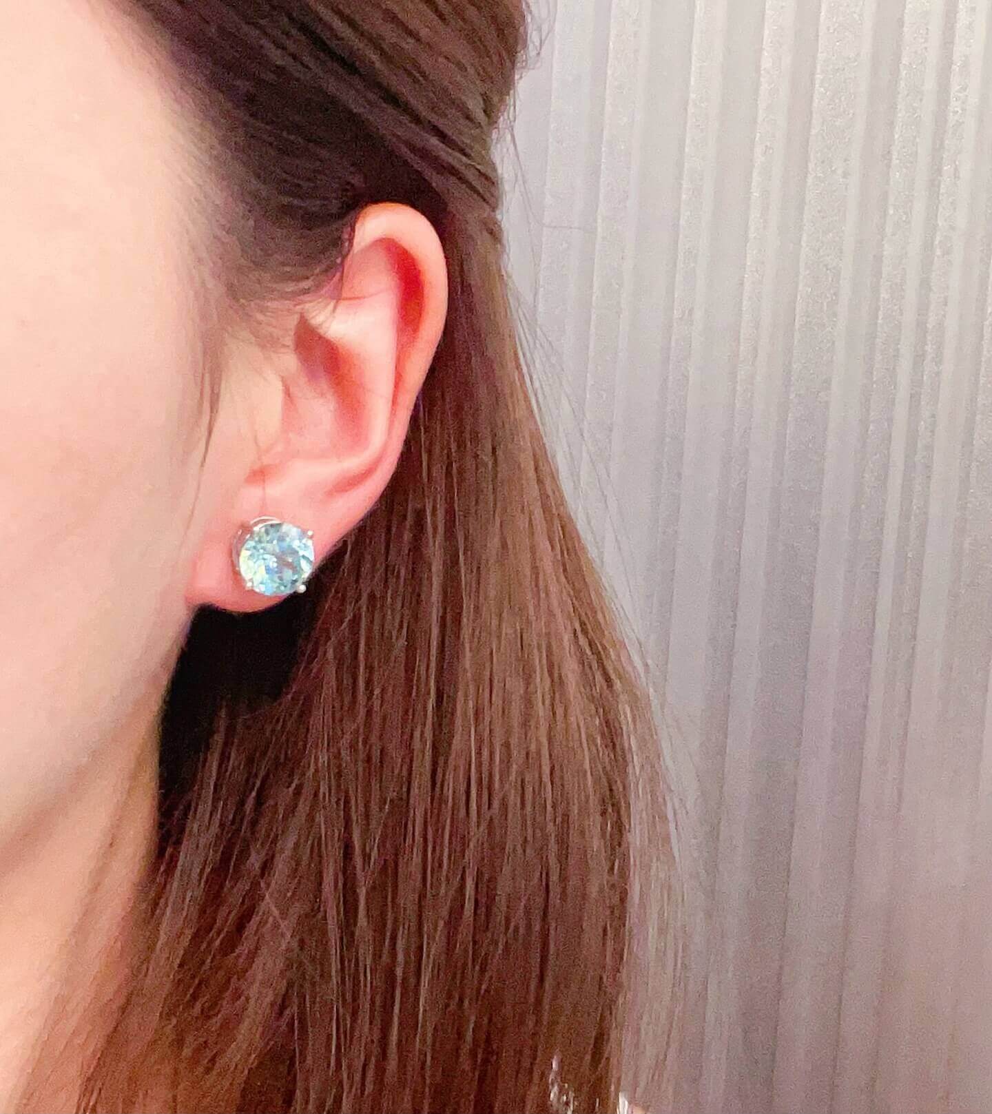 4 prongs round cut lab grown Paraiba earrings stud 4 prongs round cut lab grown Paraiba earrings stud
