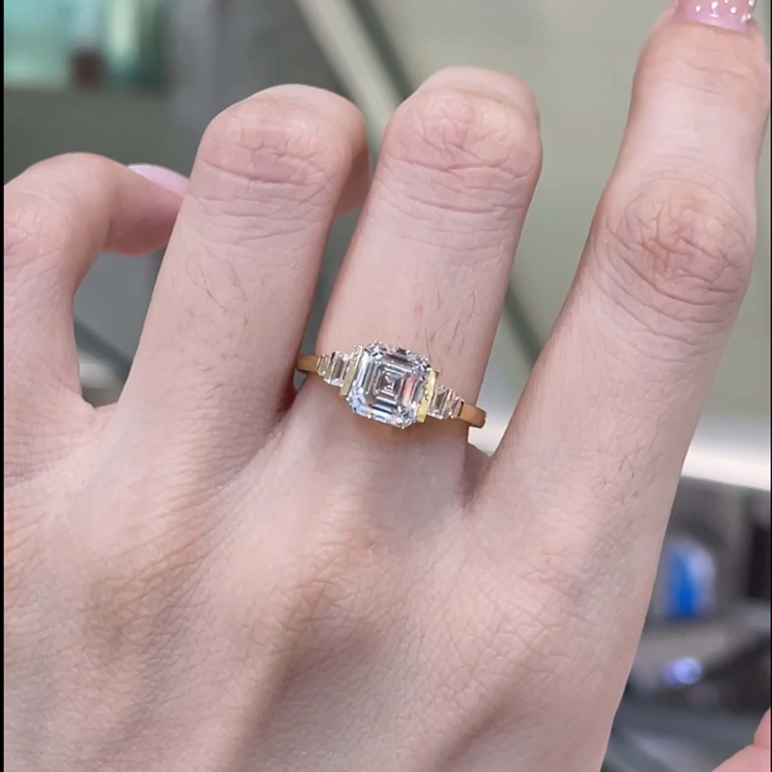 anel de noivado com diamante cultivado em laboratório com lapidação Asscher anel de noivado com diamante cultivado em laboratório com lapidação Asscher