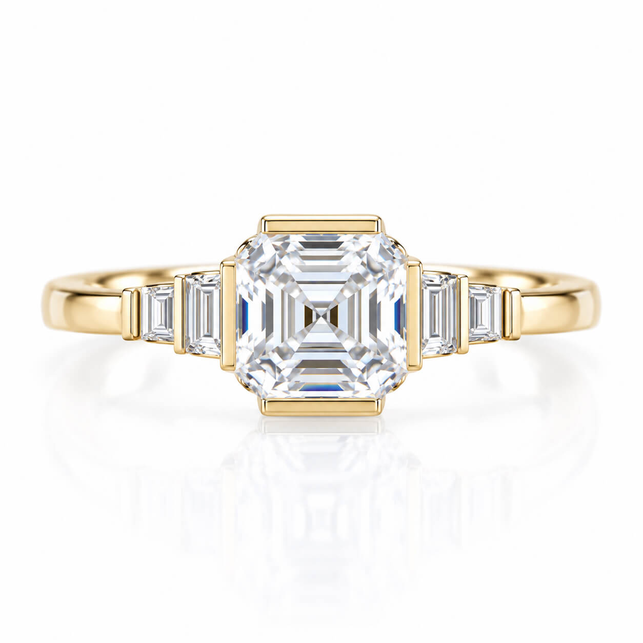 anel de noivado com diamante cultivado em laboratório com lapidação Asscher anel de noivado com diamante cultivado em laboratório com lapidação Asscher