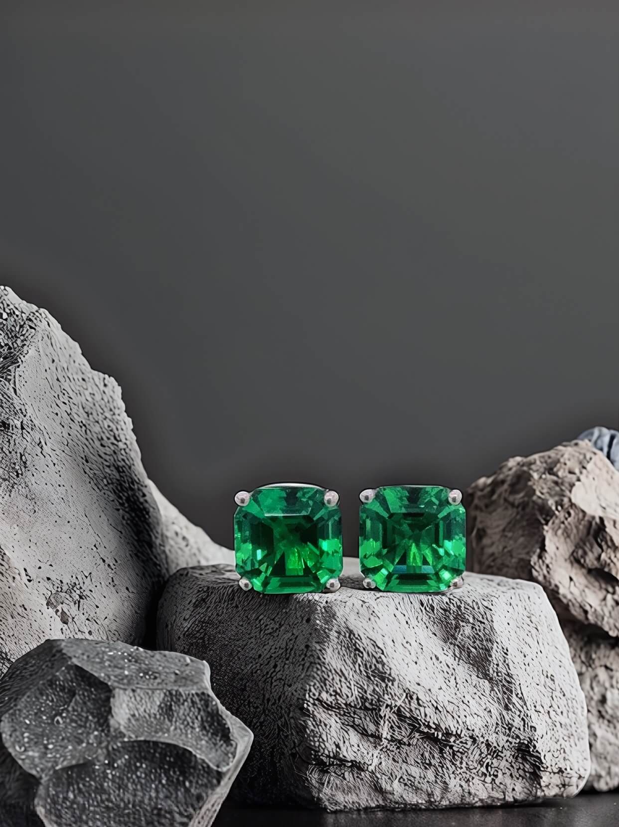 Asscher cut lab grown emerald earrings stud Asscher cut lab grown emerald earrings stud