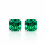 Asscher cut lab grown emerald earrings stud 1 Asscher cut lab grown emerald earrings stud