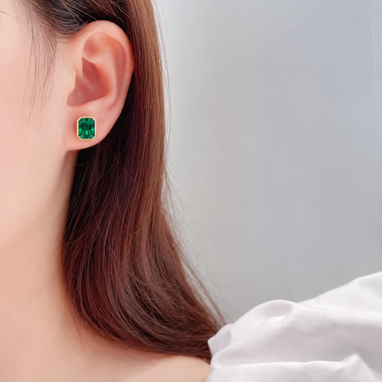 Asscher cut lab grown emerald earrings stud Asscher cut lab grown emerald earrings stud