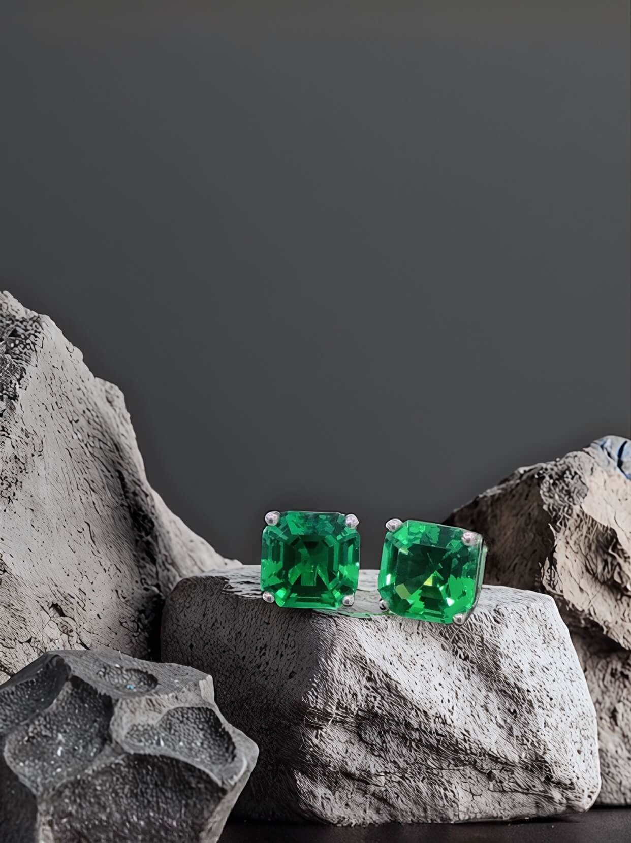 Asscher cut lab grown emerald earrings stud Asscher cut lab grown emerald earrings stud