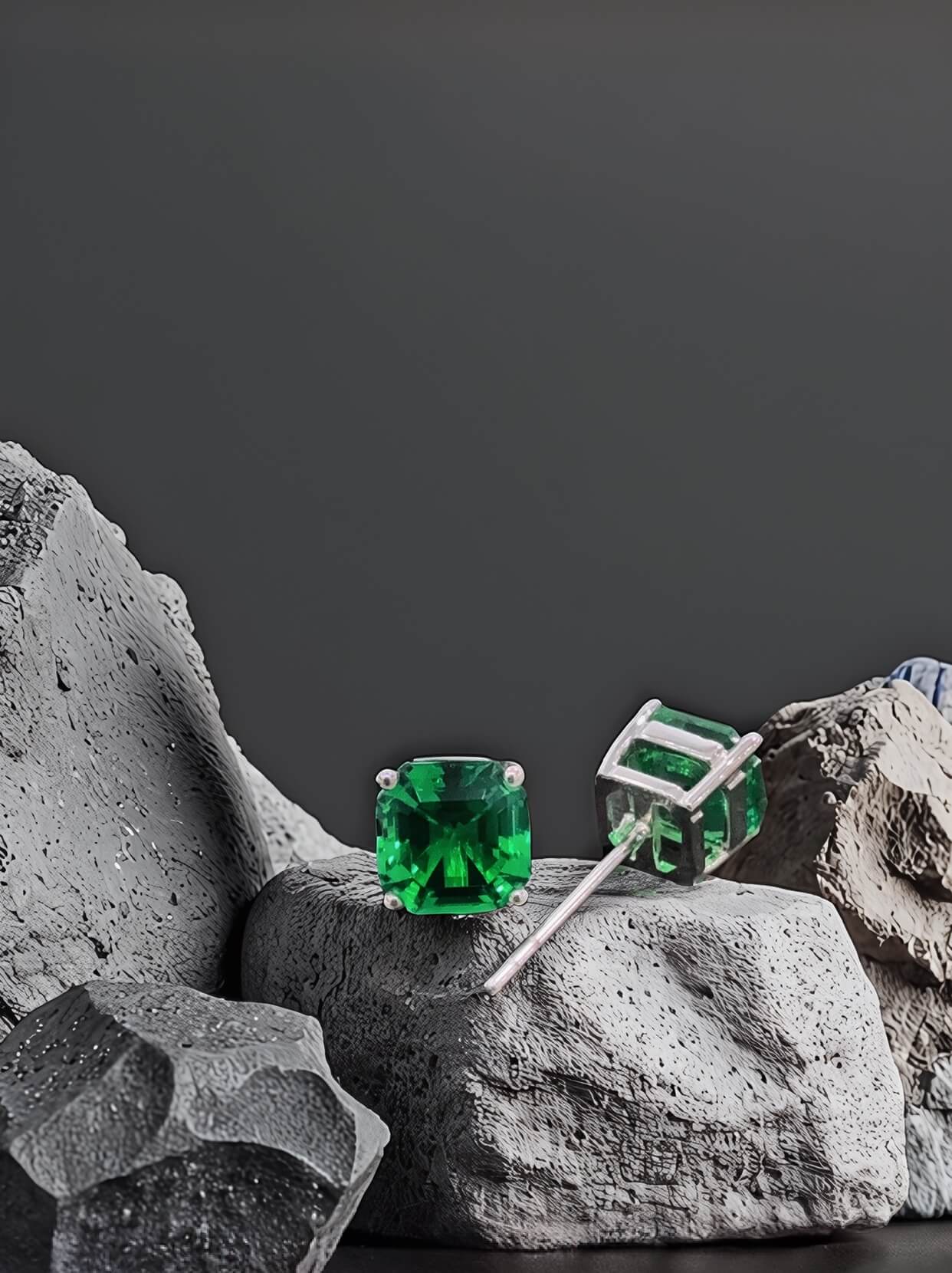 Asscher cut lab grown emerald earrings stud Asscher cut lab grown emerald earrings stud