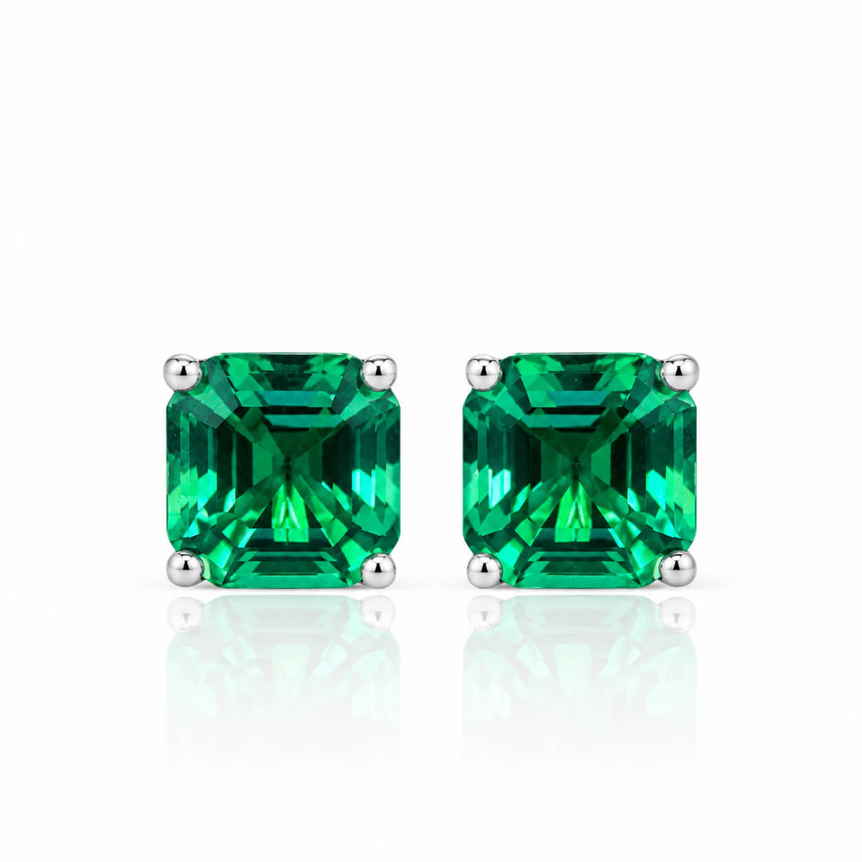 Asscher cut lab grown emerald earrings stud Asscher cut lab grown emerald earrings stud