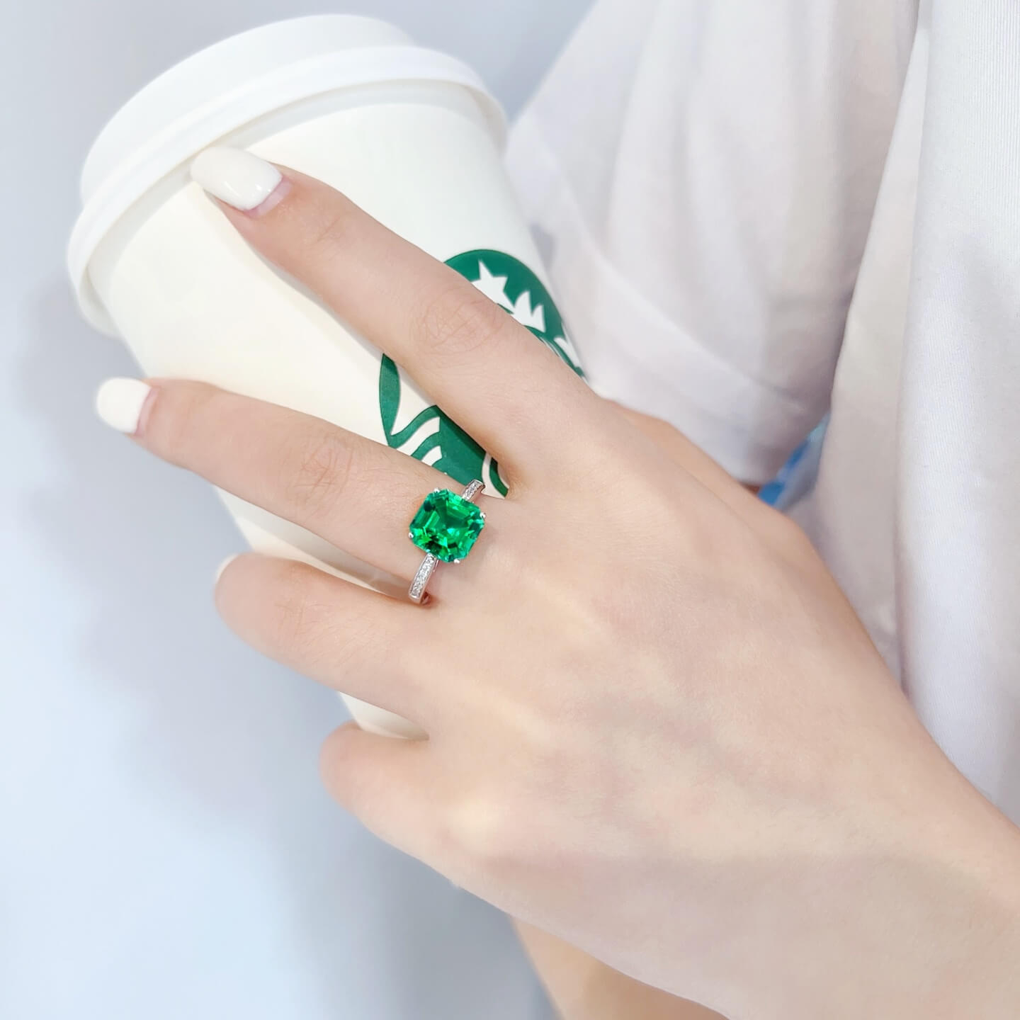Asscher cut lab grown emerald engagement ring Asscher cut lab grown emerald engagement ring