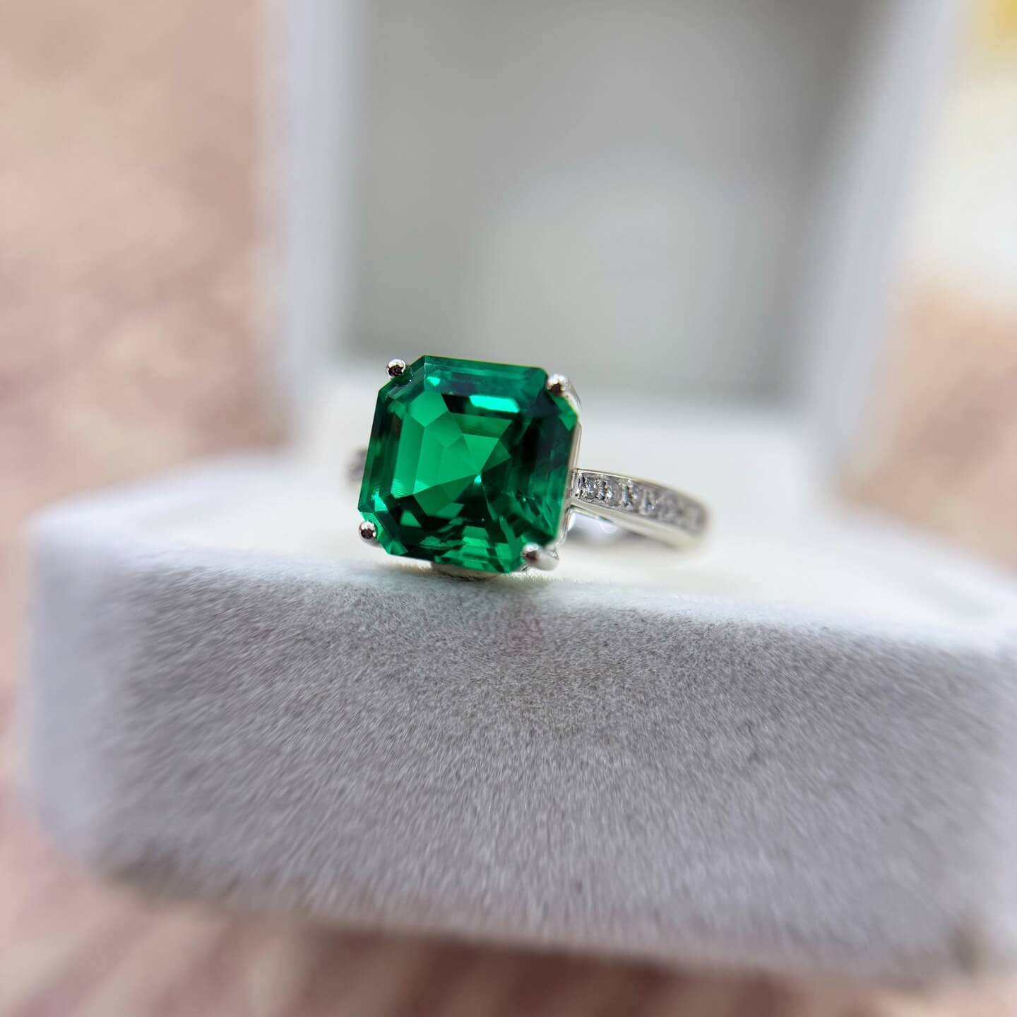Asscher cut lab grown emerald engagement ring Asscher cut lab grown emerald engagement ring