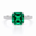 Asscher cut lab grown emerald engagement ring 1 Asscher cut lab grown emerald engagement ring