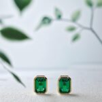 Bezel setting lab grown emerald earrings stud 2 Bezel setting lab grown emerald earrings stud
