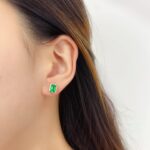 Bezel setting lab grown emerald earrings stud 5 Bezel setting lab grown emerald earrings stud