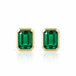 Bezel setting lab grown emerald earrings stud 1 Bezel setting lab grown emerald earrings stud