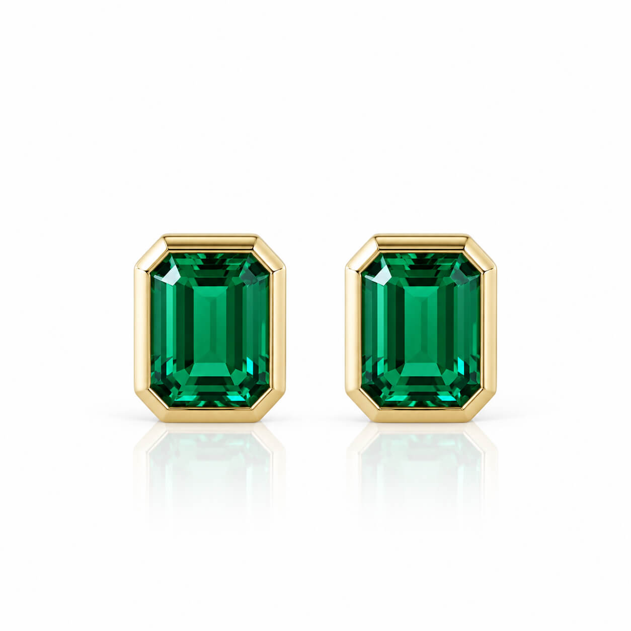Bezel setting lab grown emerald earrings stud Bezel setting lab grown emerald earrings stud