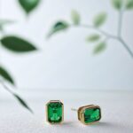 Bezel setting lab grown emerald earrings stud 3 Bezel setting lab grown emerald earrings stud