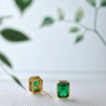 Bezel setting lab grown emerald earrings stud 4 Bezel setting lab grown emerald earrings stud