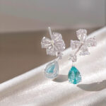 Butterfly design pear cut lab grown Paraiba earrings stud 3 Butterfly design pear cut lab grown Paraiba earrings stud