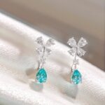 Butterfly design pear cut lab grown Paraiba earrings stud 2 Butterfly design pear cut lab grown Paraiba earrings stud
