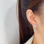 Butterfly design pear cut lab grown Paraiba earrings stud 5 Butterfly design pear cut lab grown Paraiba earrings stud