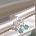 Butterfly design pear cut lab grown Paraiba earrings stud 4 Butterfly design pear cut lab grown Paraiba earrings stud