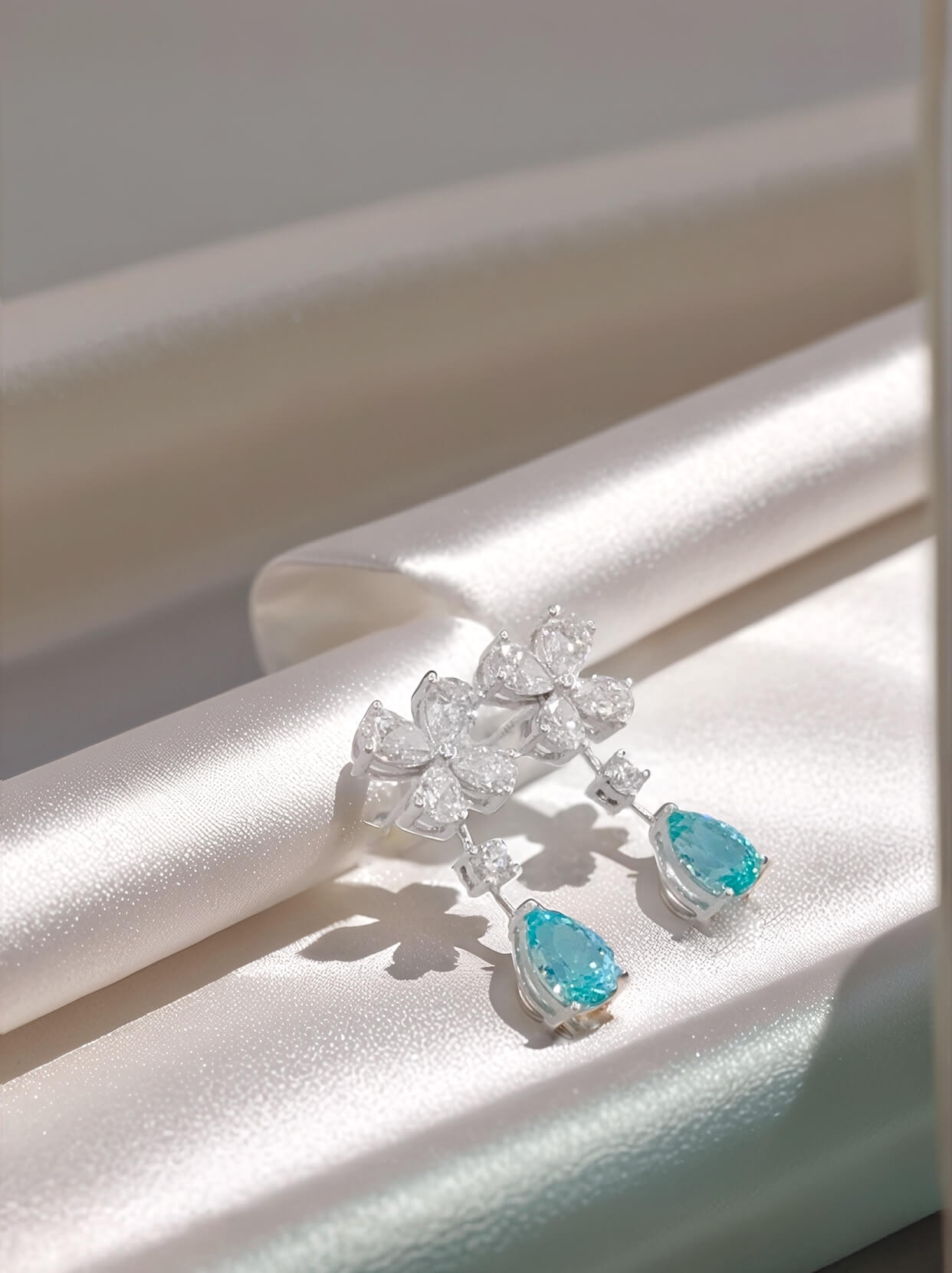 Butterfly design pear cut lab grown Paraiba earrings stud Butterfly design pear cut lab grown Paraiba earrings stud